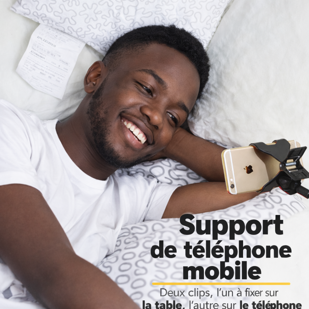 Support Téléphone et Tablette Flexible 360° – Mains Libres pour Lit, Bureau et Table